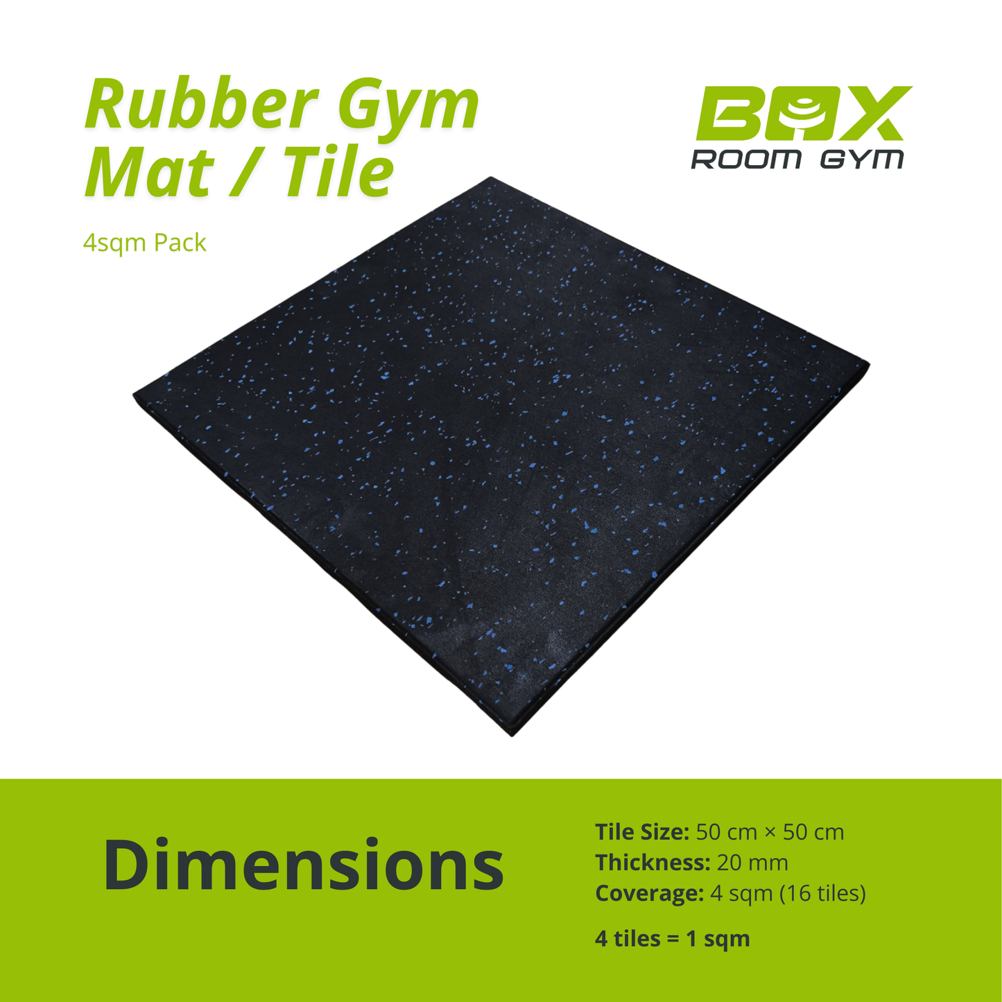 Rubber Gym Mat / Tile - 4sqm Pack
