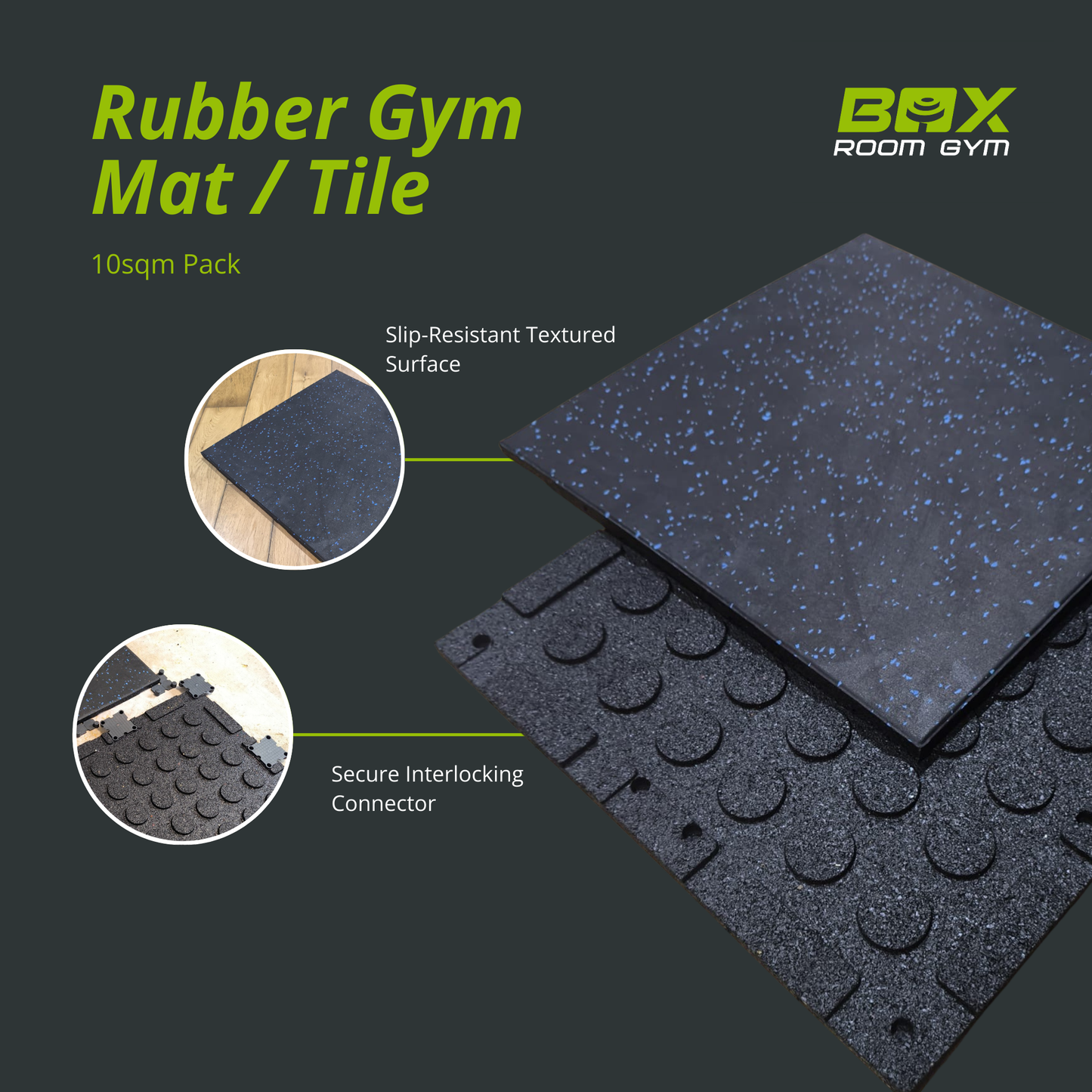 Rubber Gym Mat / Tile - 10sqm Pack