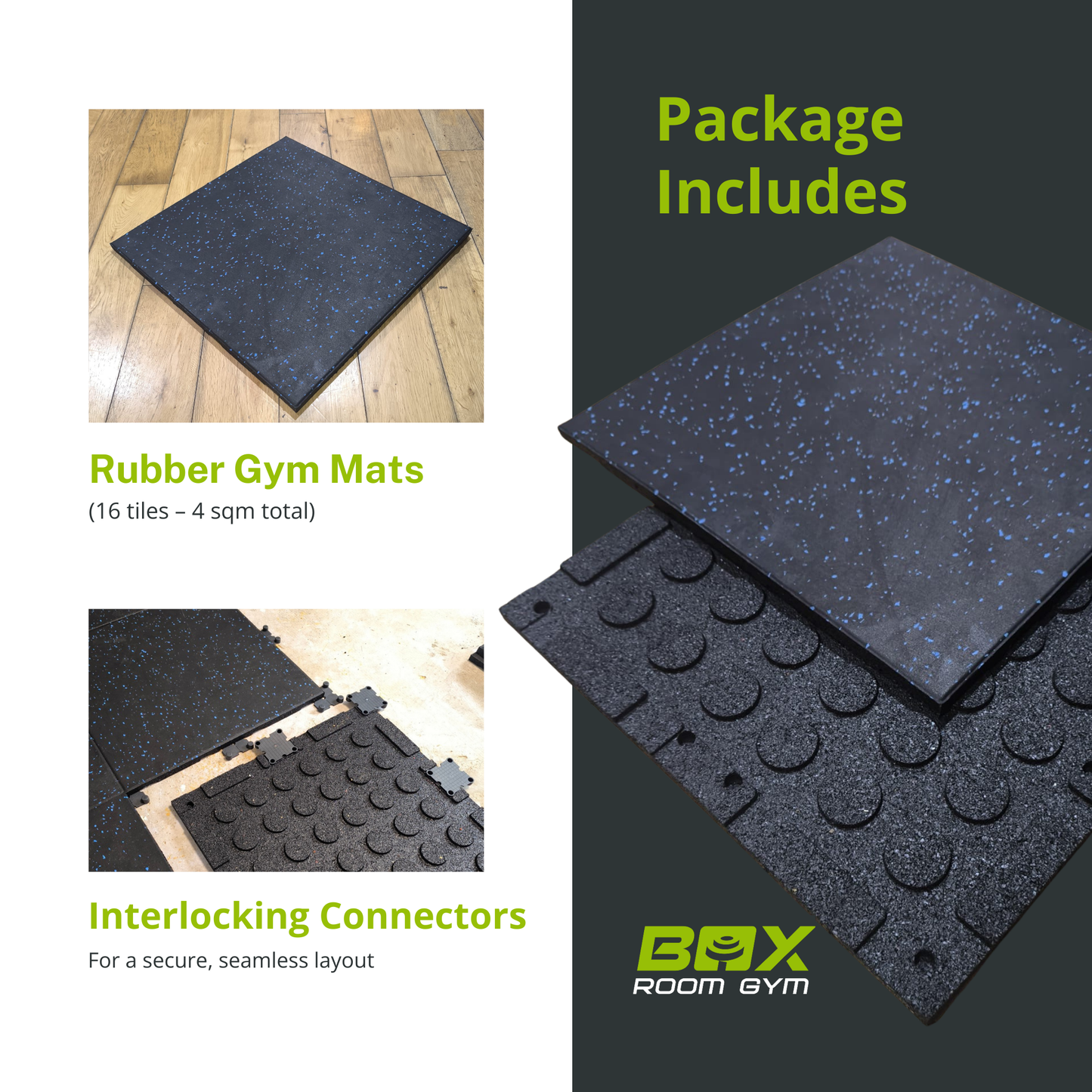 Rubber Gym Mat / Tile - 4sqm Pack